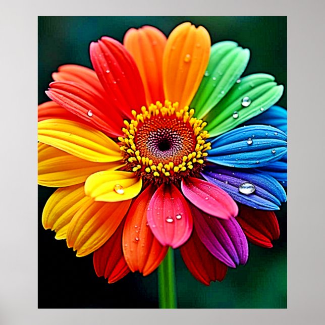 Poster Arte de Flor Pétala Arco-íris (Frente)
