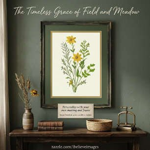 Poster arte de flores amarelas vintage