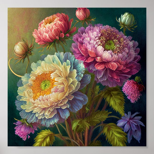 Poster Arte de flores coloridas (Frente)