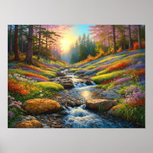 Arte de Flores Coloridas da Floresta