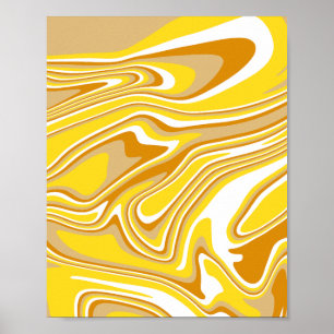 Poster Arte de Fluido Abstrato de ouro de Supressão de