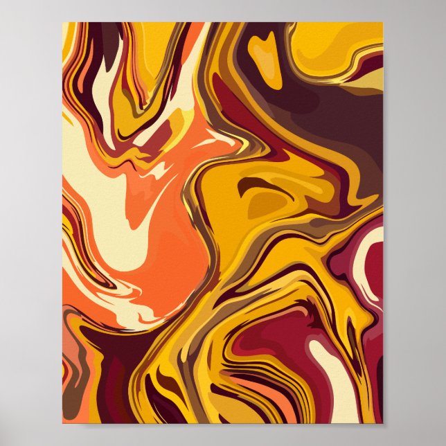 Poster Arte de Fluido de Cor Quente abstrato (Frente)