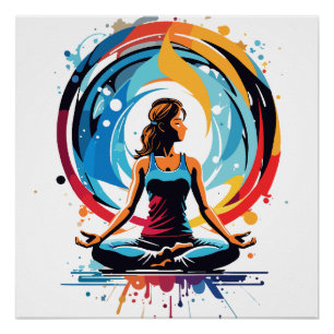 Pôster Arte de Fluxo de Energia de Meditação Serena