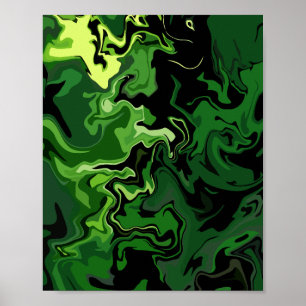 Poster Arte de Fluxo Verde Abstrato