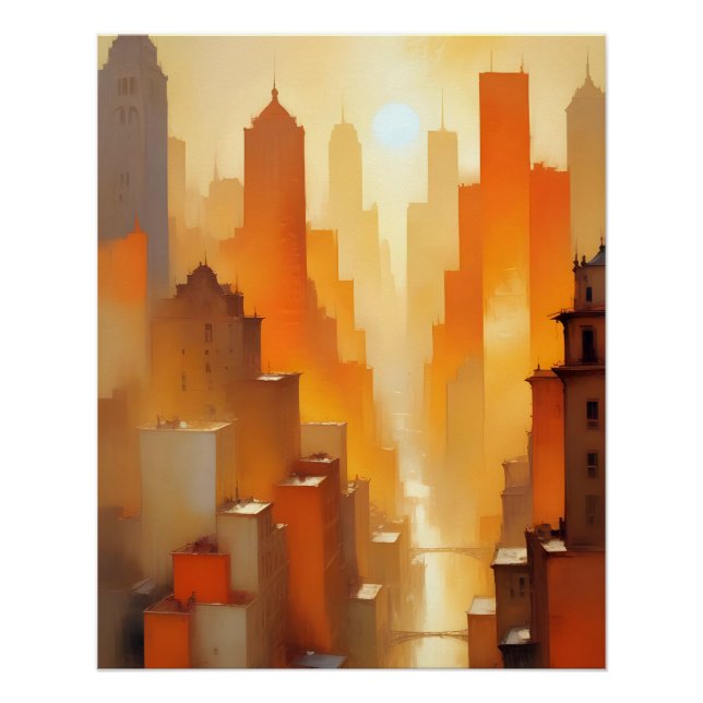 Pôster Arte de fundo Poster de Edifícios de paisagem abst (Frente)