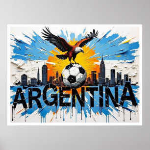 Poster Arte de Futebol Argentino em Estilo de Pintura a Ó