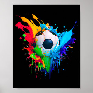 Poster Arte de Futebol de Amor Colorido Legal Salpico