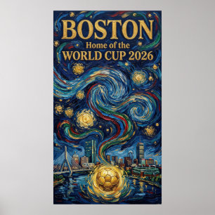 Poster Arte de Futebol de Boston 2026 Design do Estádio d