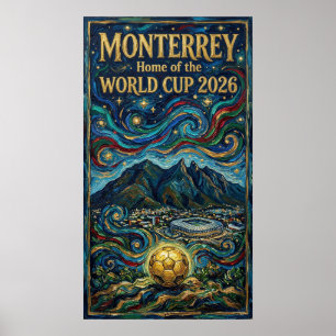 Poster Arte de Futebol de Luxo Monterrey 2026 Estádio da