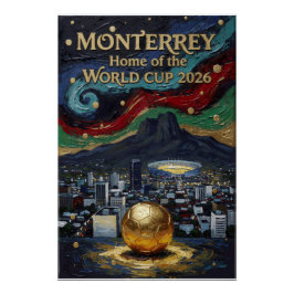 Pôster Arte de Futebol de Monterrey 2026 Estádio Design d