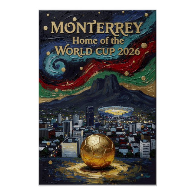 Pôster Arte de Futebol de Monterrey 2026 Estádio Design d (Frente)