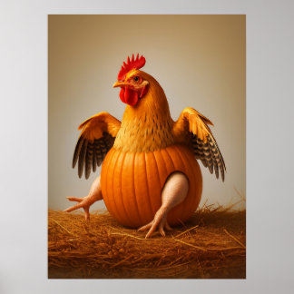 Poster Arte De Galinha De Pumpkin, Arte De Muro De Frango