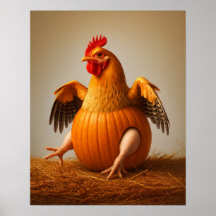 Poster Arte De Galinha De Pumpkin, Arte De Muro De Frango