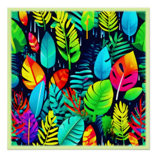 Pôster Arte de garoa de folhagem vibrante