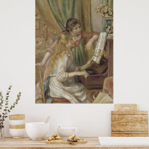 Poster Arte de Garotas ao Piano Impressionista Francês Vi