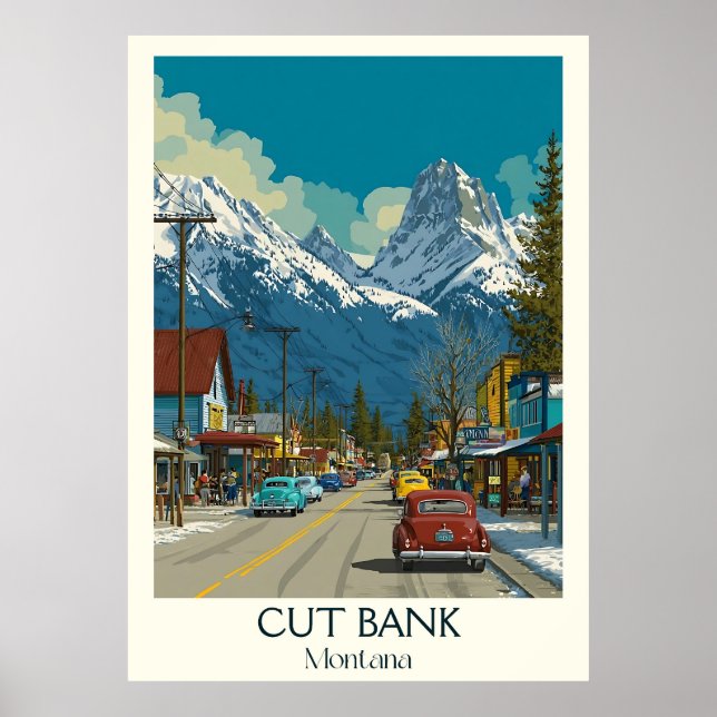 Poster Arte de Gateway de Glaciar do Cut Bank Montana (Frente)