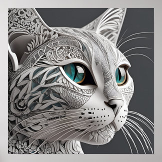 Poster arte de gato de gustav klimt