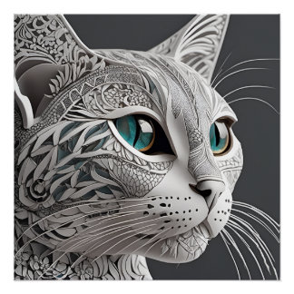 Pôster arte de gato de gustav klimt