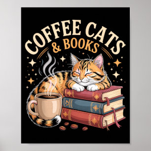Poster Arte de Gato de Leitura Aconchegante Amante de Caf