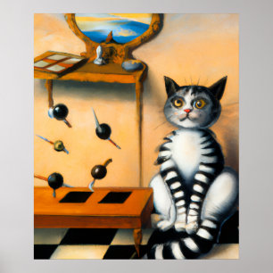 Poster ARTE DE GATO JOGUETÃO RETRÔ Amante de GATO Capri
