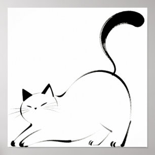 Poster Arte de Gato Minimalista com Linha Única