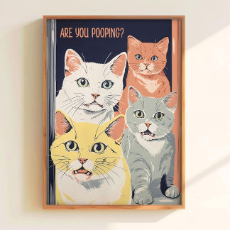 Poster Arte de gato para parede de banheiro para imprimir