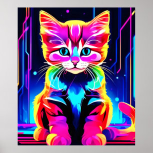 Poster Arte de Gato Vibrante