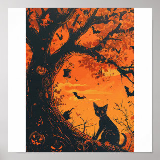Poster Arte de gatos nas Halloween
