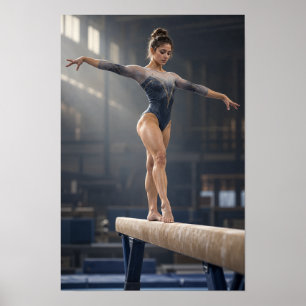 Poster Arte de Ginástica de Trave de Equilíbrio Feminina