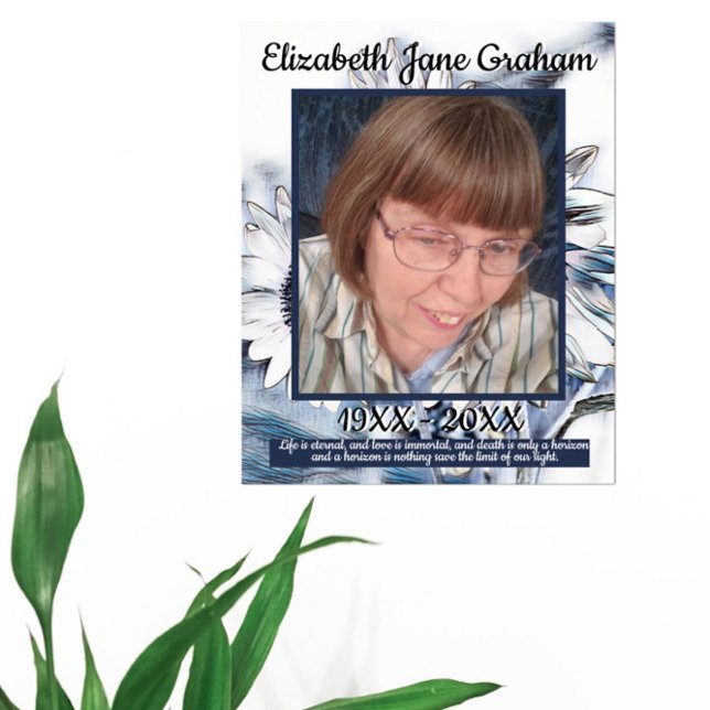 Poster Arte de girassol branca e azul | Foto | Funerais (Criador carregado)