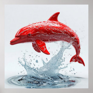 Poster Arte de golfinho vermelho
