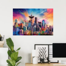 Arte de Grafite da Silhueta de Seattle