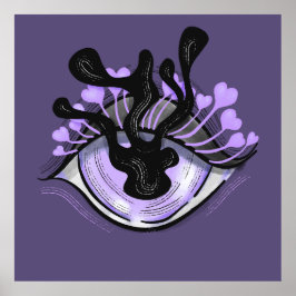 Poster Arte de Halloween de Olho Roxo e Gótico Spooky