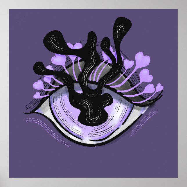 Poster Arte de Halloween de Olho Roxo e Gótico Spooky (Frente)