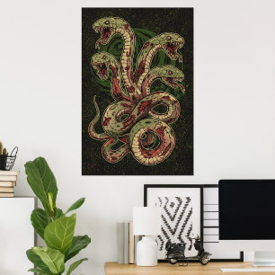 Poster Arte de Horror da Serpente Verde Mítica