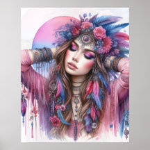 Arte de IA Boho Girl Moda Boêmia