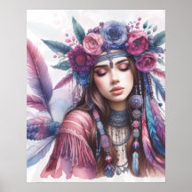 Arte de IA Boho Girl Moda Boêmia