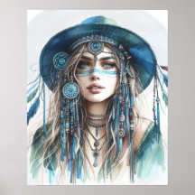 Arte de IA Boho Girl Moda Boêmia