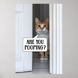 Poster Arte de IA de Banheiro de Gato Engraçado Humor de 