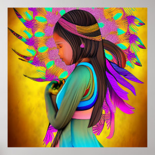 Poster Arte de IA de Menina Indígena Americana