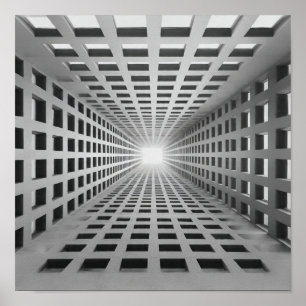 Poster Arte de Illusão Óptica de Grade Geométrica Infinit