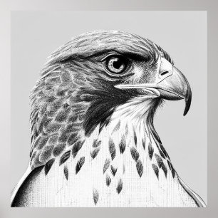 Poster Arte de Ilustração Animal Selvagem de Aves Falcon