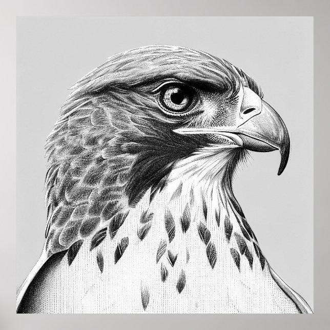 Poster Arte de Ilustração Animal Selvagem de Aves Falcon (Frente)
