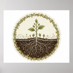 Poster Arte de ilustração da natureza com planta botânica