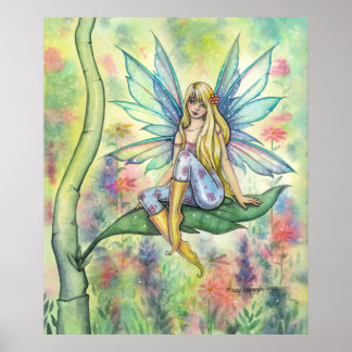Poster Arte de Ilustração de Fada de Aquarela de Dia de V