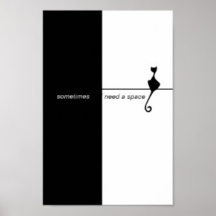 Poster Arte de Ilustração de Gato Preto Elegante  