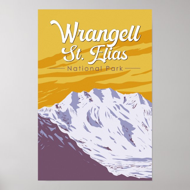 Poster Arte de Ilustração do Parque Nacional Wrangell St. (Frente)