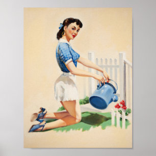 Poster Arte De Jardinagem Pin-Up