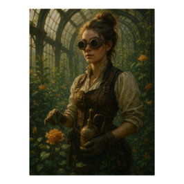 Pôster Arte de Jardineira Steampunk Vitoriana