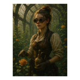 Pôster Arte de Jardineira Vitoriana Steampunk
